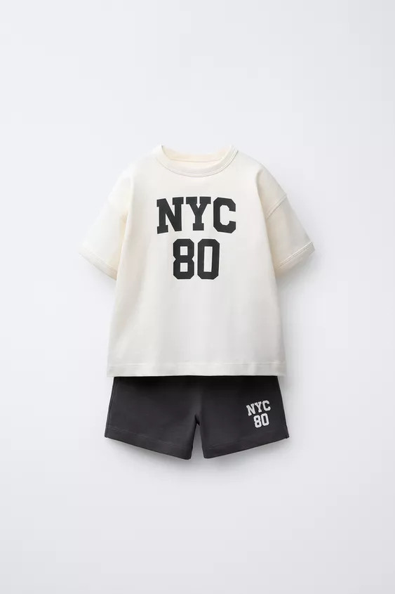 SPORTY JOGGING T-SHIRT AND BERMUDA SET | Zara US
