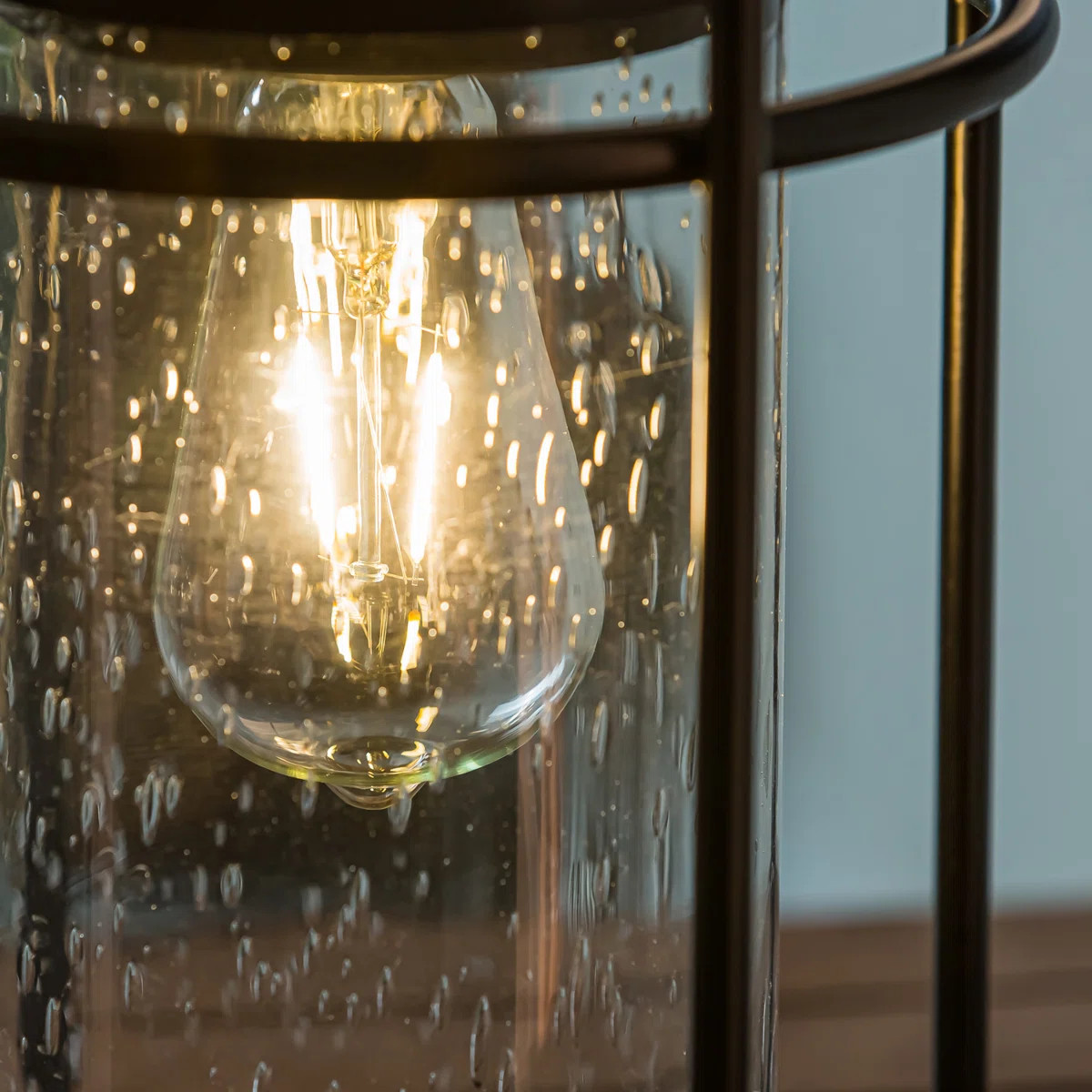 16.7" Solar Powered Black Metal Outdoor Hanging Edison Bulb Light | Wayfair North America