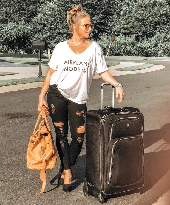 Airplane mode shirt, gifts for her, offline shirt, traveling shirt, ladies funny tee by sharks bi... | Etsy (US)