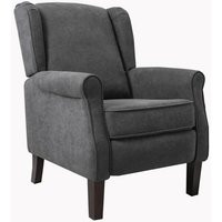 Roomee Russell Wing Back Fabric Recliner Armchair Sofa Chair in Grey | ManoMano UK