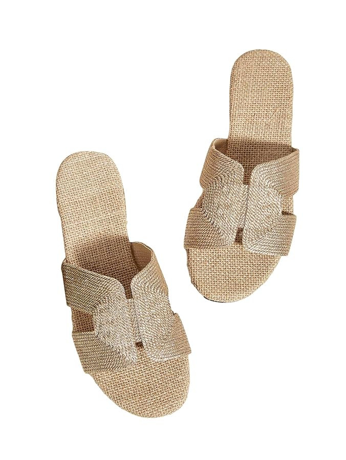 Verdusa Women's Cut Out Flat Sandals Open Toe Summer Sandals Slip On Slides | Amazon (US)