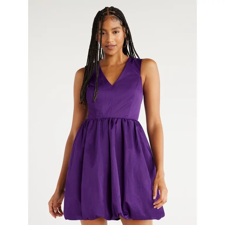 Scoop Women's Sleeveless V-Neck Balloon Mini Dress, Sizes XS-XXL | Walmart (US)