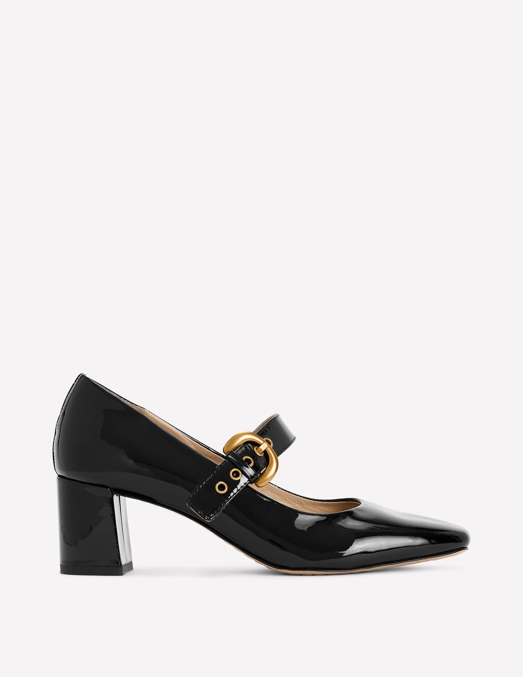 Heeled Buckle Mary Janes-Black | Boden UK