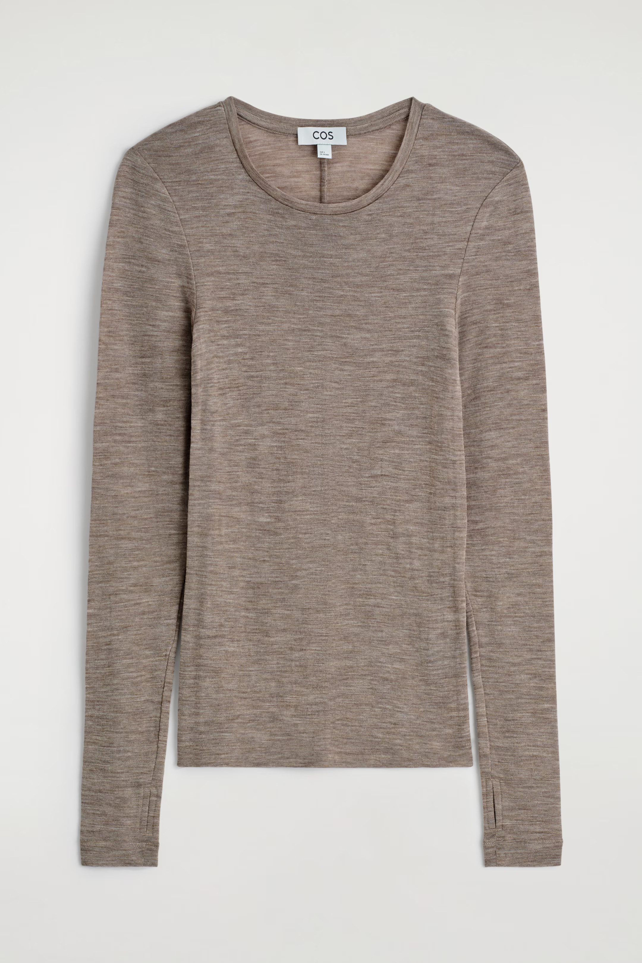 SLIM MERINO WOOL TOP - TAUPE MÉLANGE | COS GB | COS UK
