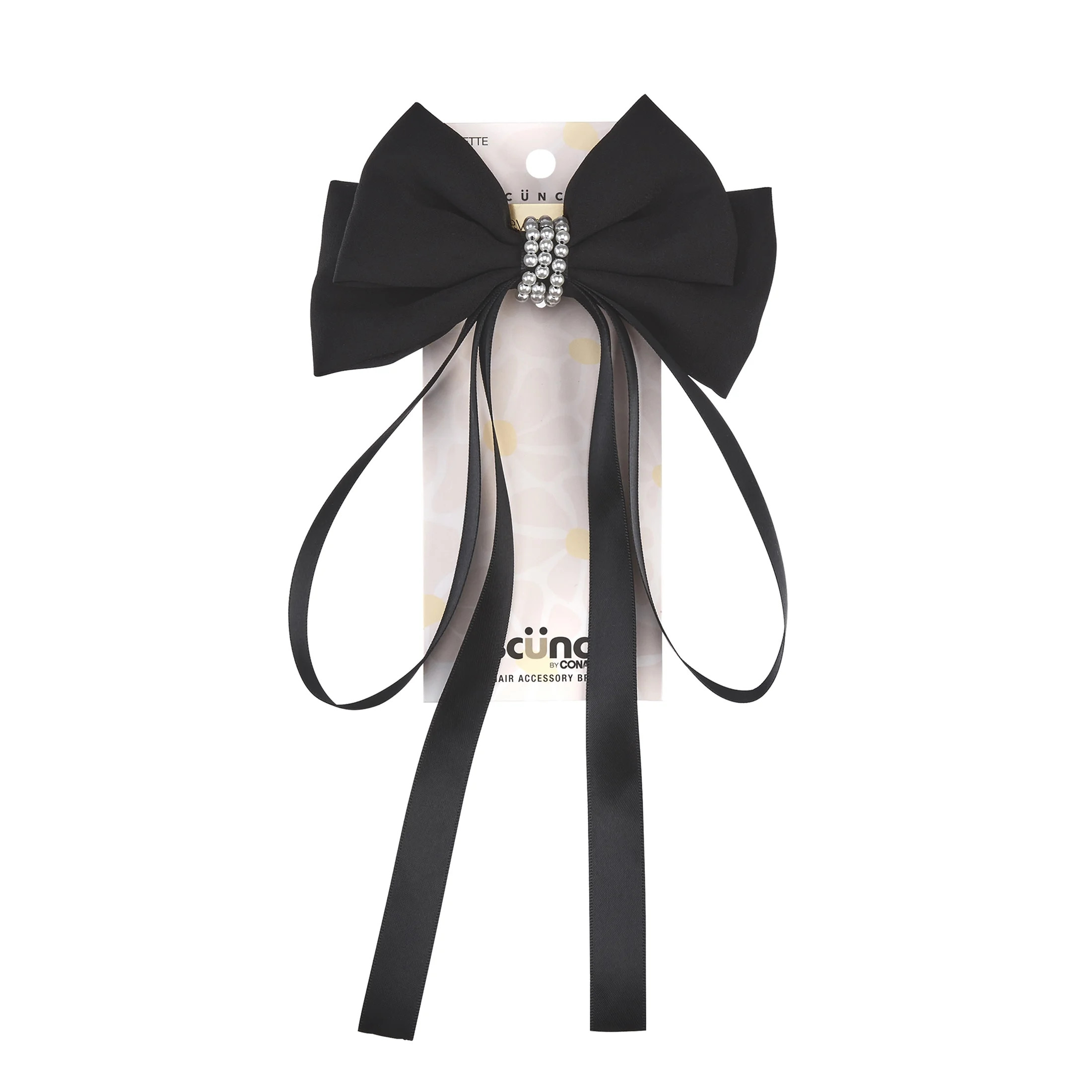 Scunci x Kelsey Anderson Faux Pearl Bow Barrette, Black, 1 count | Walmart (US)