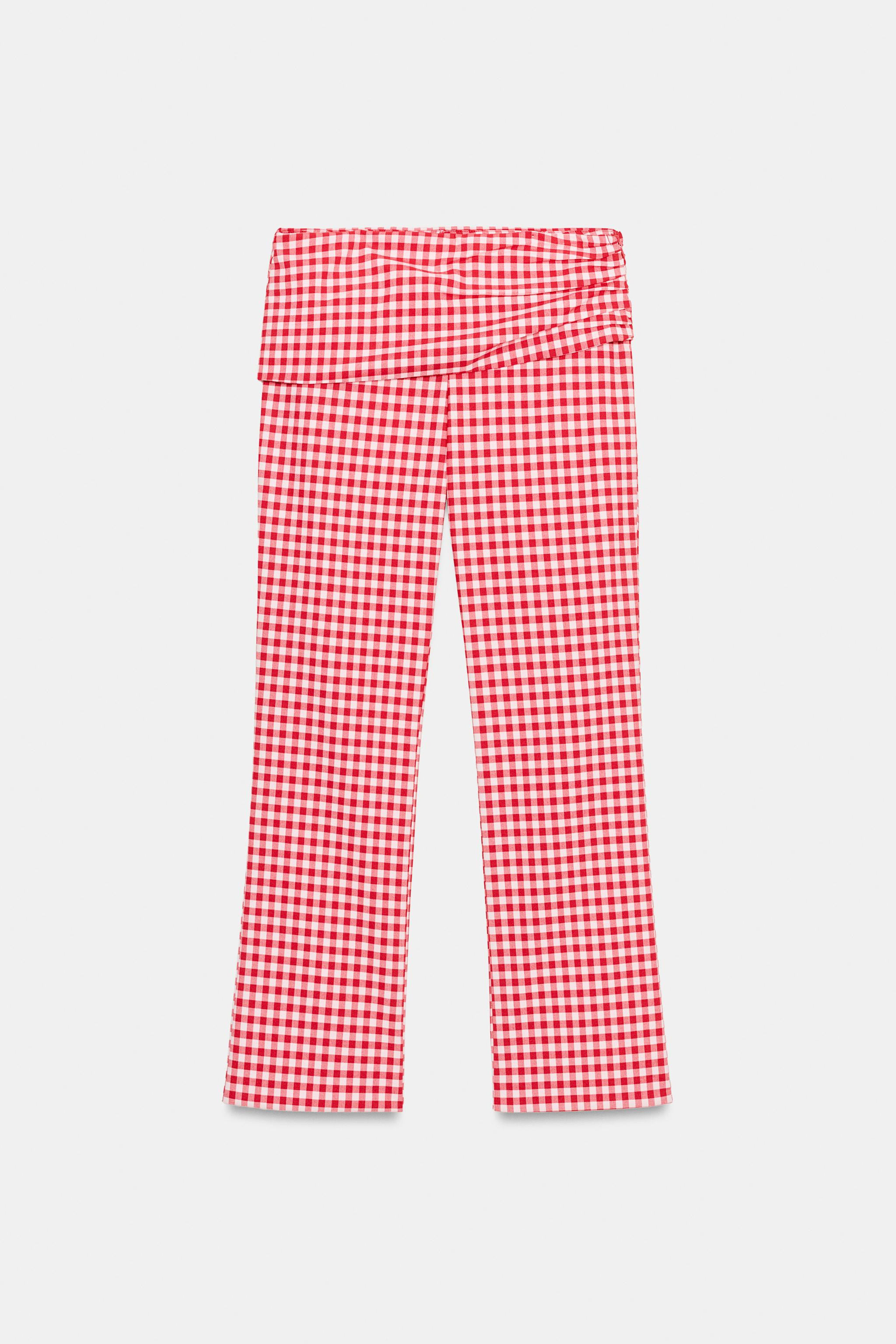 GINGHAM CHECK CAPRI TROUSERS | Zara UK
