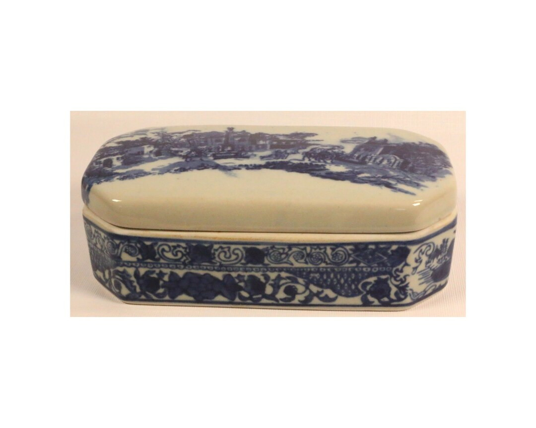 Vintage Victorian Era Flow Blue Ironstone Lidded Trinket Jewelry Box A25 SP - Etsy | Etsy (US)