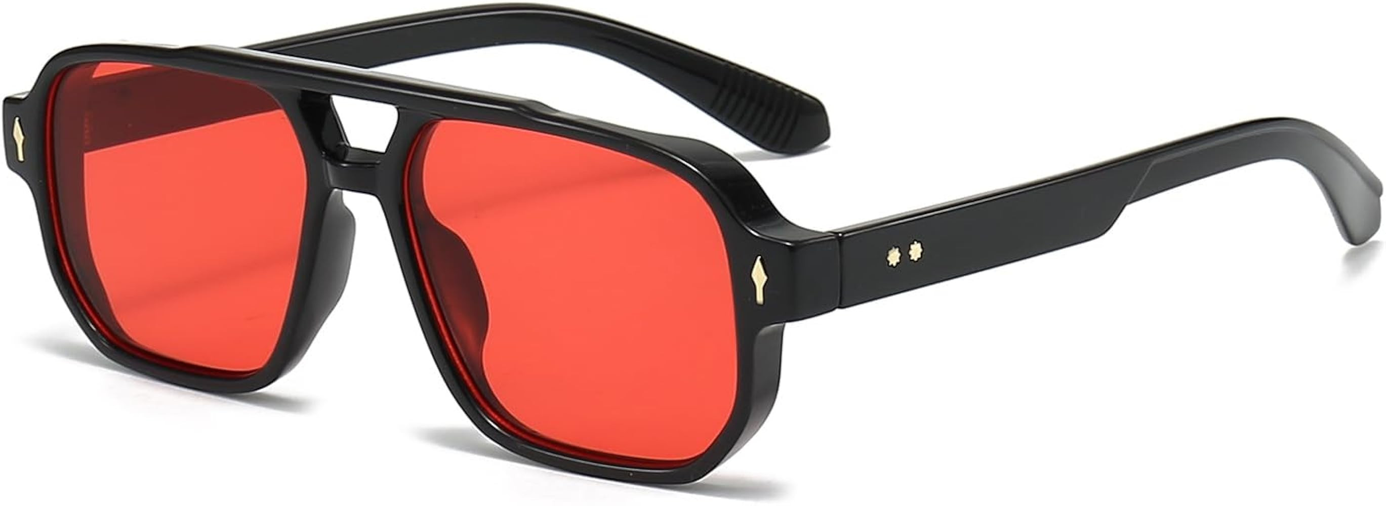YAMEIZE Retro Pilot Double Bridge Rectangle - Sunglasses for Women Men Classic Style Square Vinta... | Amazon (UK)