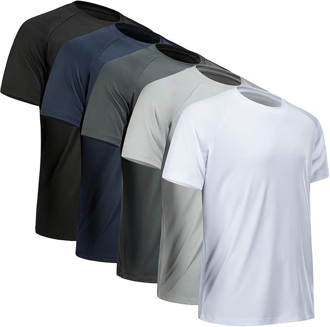 MCPORO Workout Shirts for Men Short Sleeve Quick Dry Athletic Gym Active T Shirt Moisture Wicking | Amazon (US)