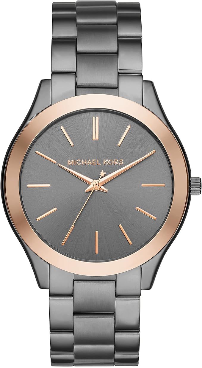 Michael Kors Men's Slim Runway Three-Hand Gunmetal Gray Stainless Steel Bracelet Watch (Model: MK... | Amazon (US)