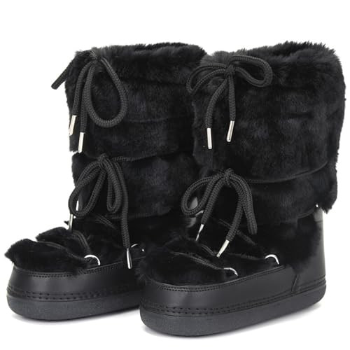 Faux Fur Boots for Women - Fuzzy Fluffy Furry Water Resistant Snow Boots for Women - Anti-Slip wi... | Amazon (US)