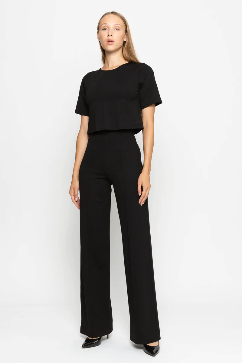 Black Ponte Knit Straight Leg Pant | Ripley Rader