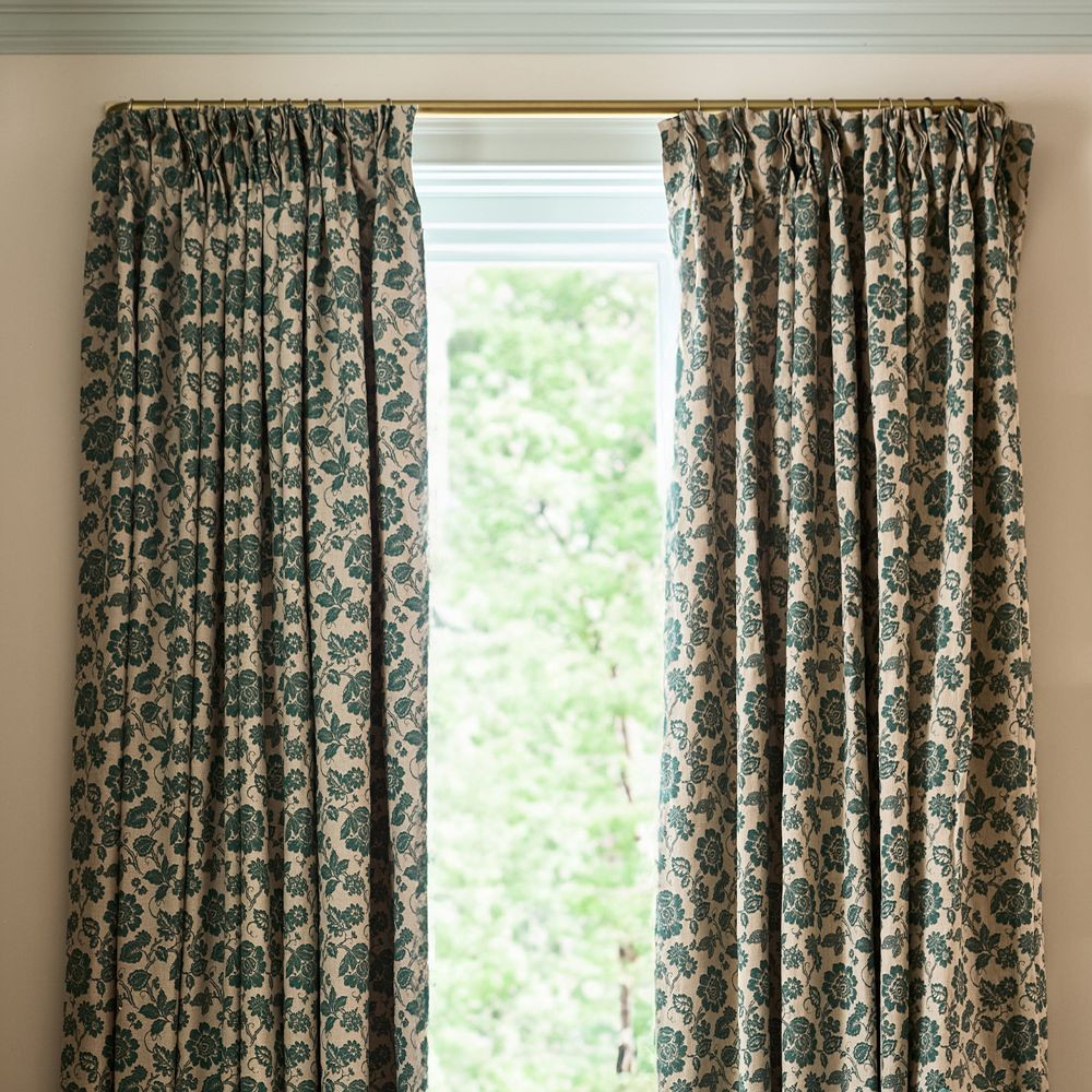 Printed Floral Linen Pleated Curtain | GreenRow