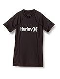 Hurley Junior's One & Only Short Sleeve Sun Shirt Rashguard SPF 50+ Protection, Black/White, XL | Amazon (US)