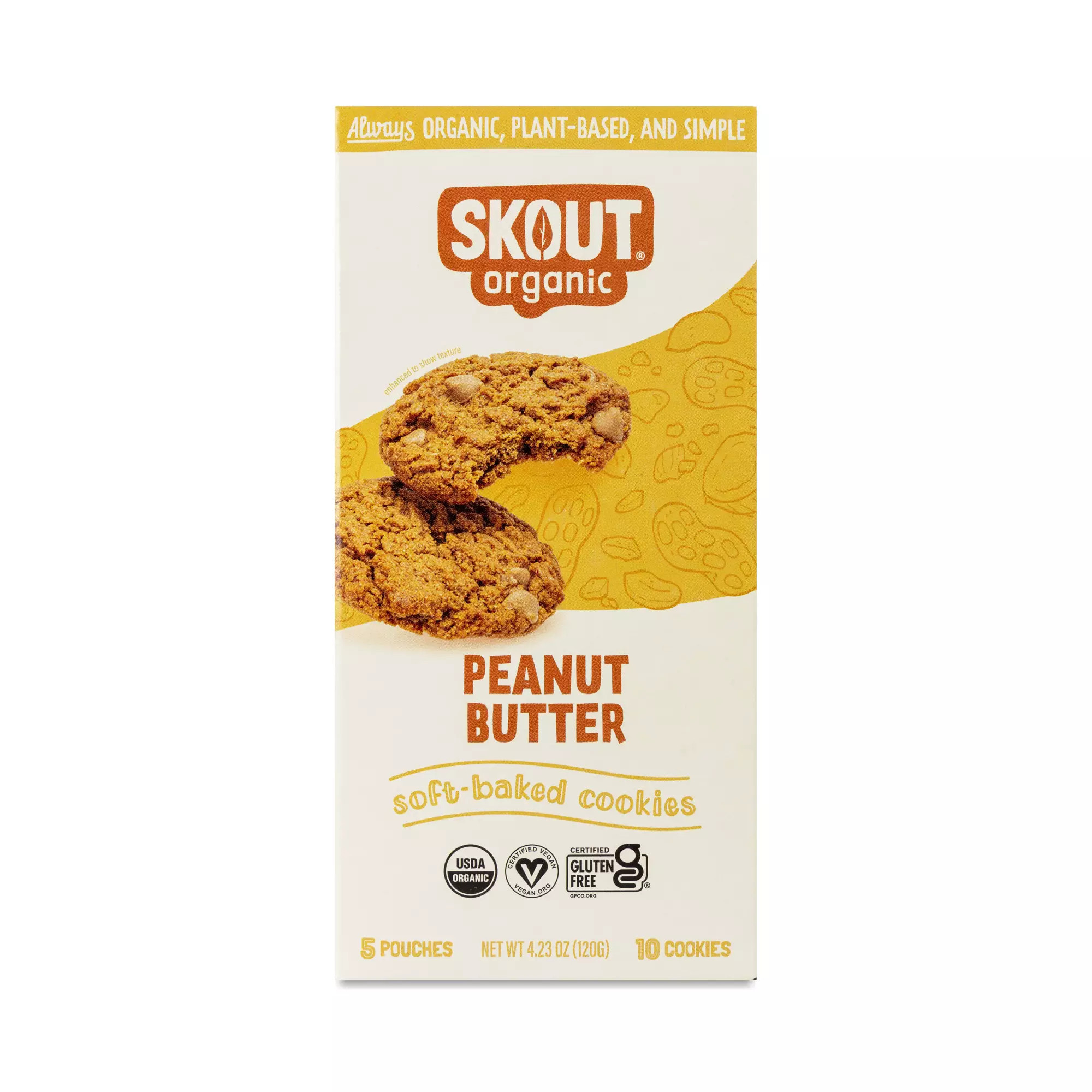 Skout Organic Soft Baked Cookies, Peanut Butter 5 bags (24g each) | Thrive Market