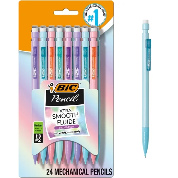 BIC Xtra Smooth Lápices Mecánicos Pastel, N.º 2, Regreso a Clases, 0.7 mm, Paquete de 24 | Walmart (US)