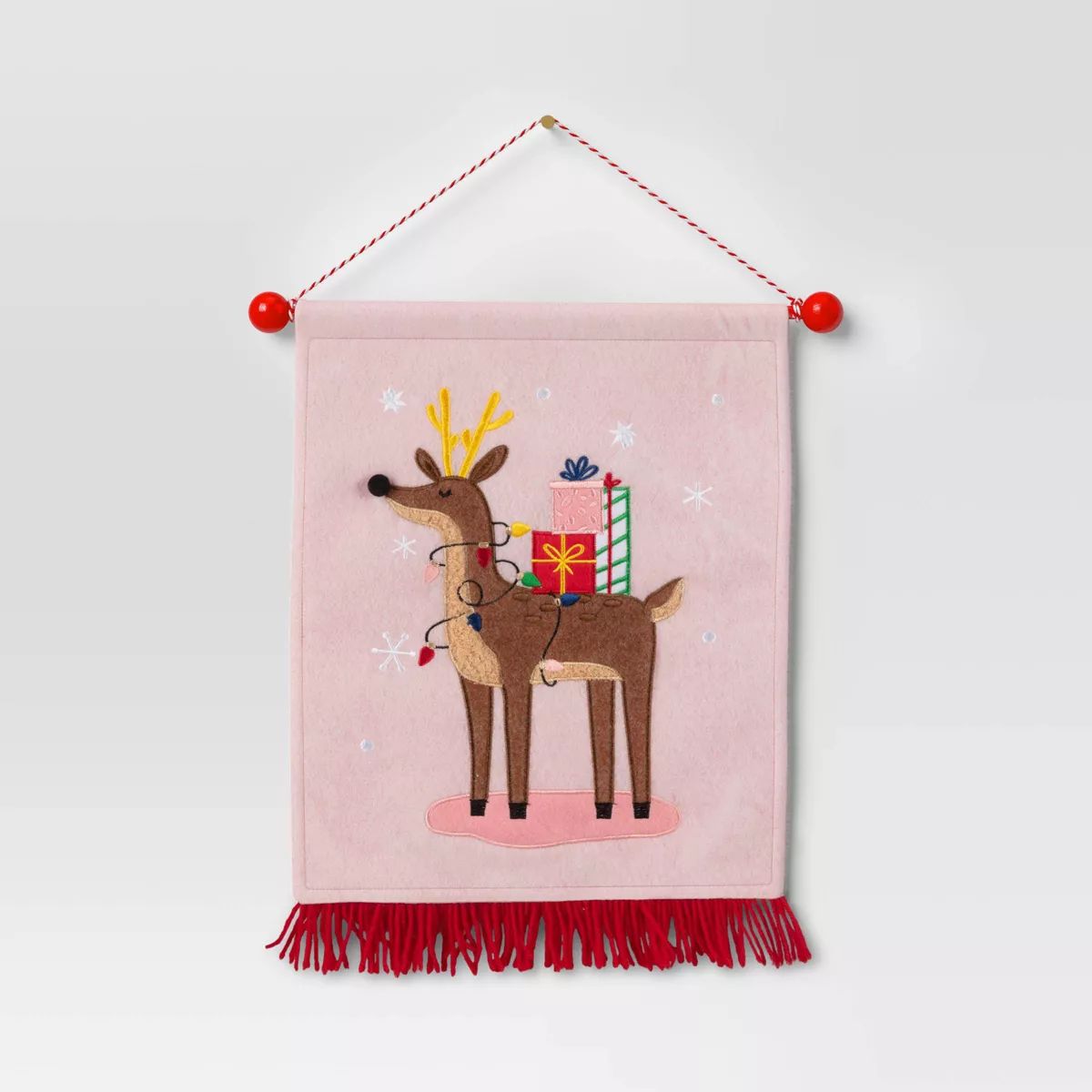 15.25" Fabric Reindeer Hanging Christmas Wall Décor Pink - Wondershop™ | Target