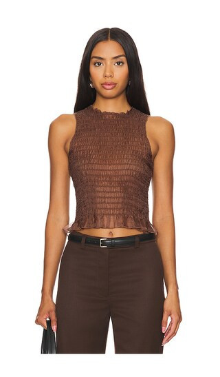 Apres Studio Ruched Silk Tank in Tan. - size L | Revolve Clothing (Global)