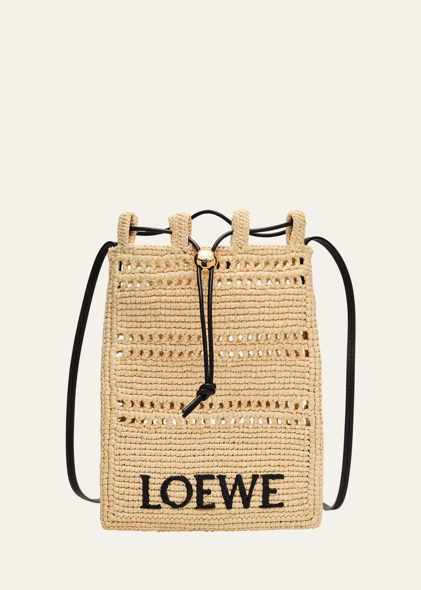 Loewe Pocket Drawstring Raffia Crossbody Bag | Bergdorf Goodman