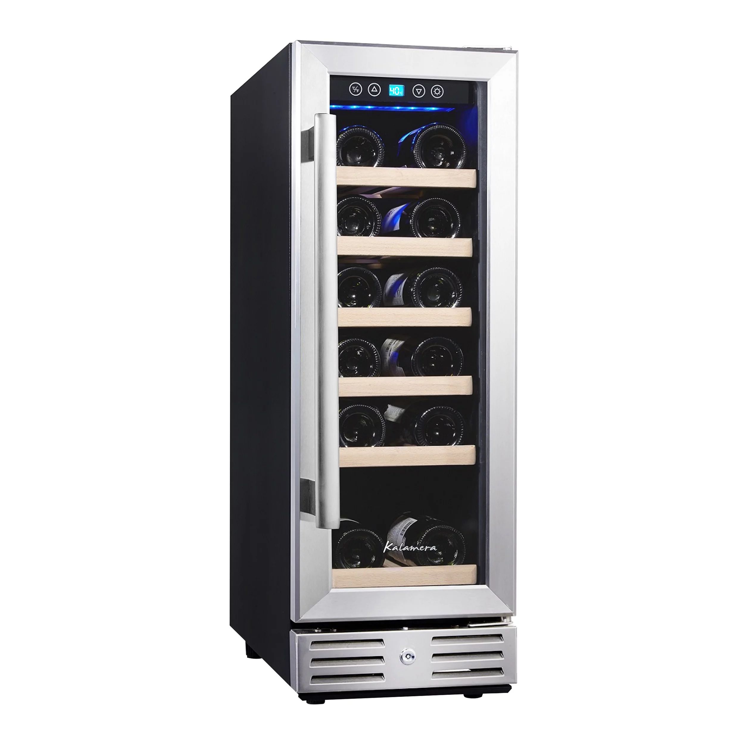 kalamera 12'' wine refrigerator 18 bottle built-in or freestanding with stainless steel &amp; dou... | Walmart (US)