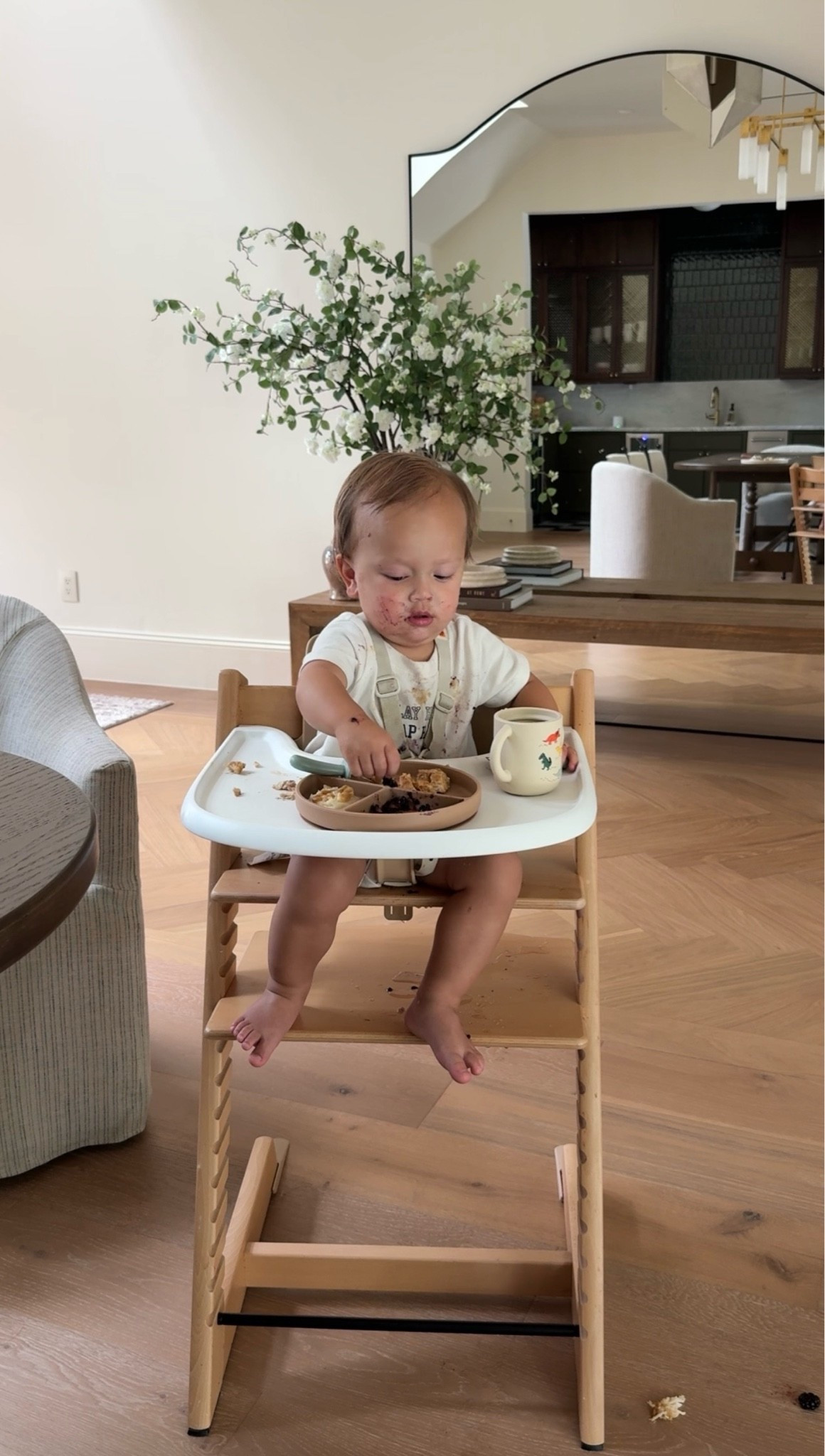 Our favorite high chair! Our toddler is almost 2 and uses this daily. It's very easy to clean and the foot rest adjust! STOKKEE TRIP HIGH CHAIE ON SALE