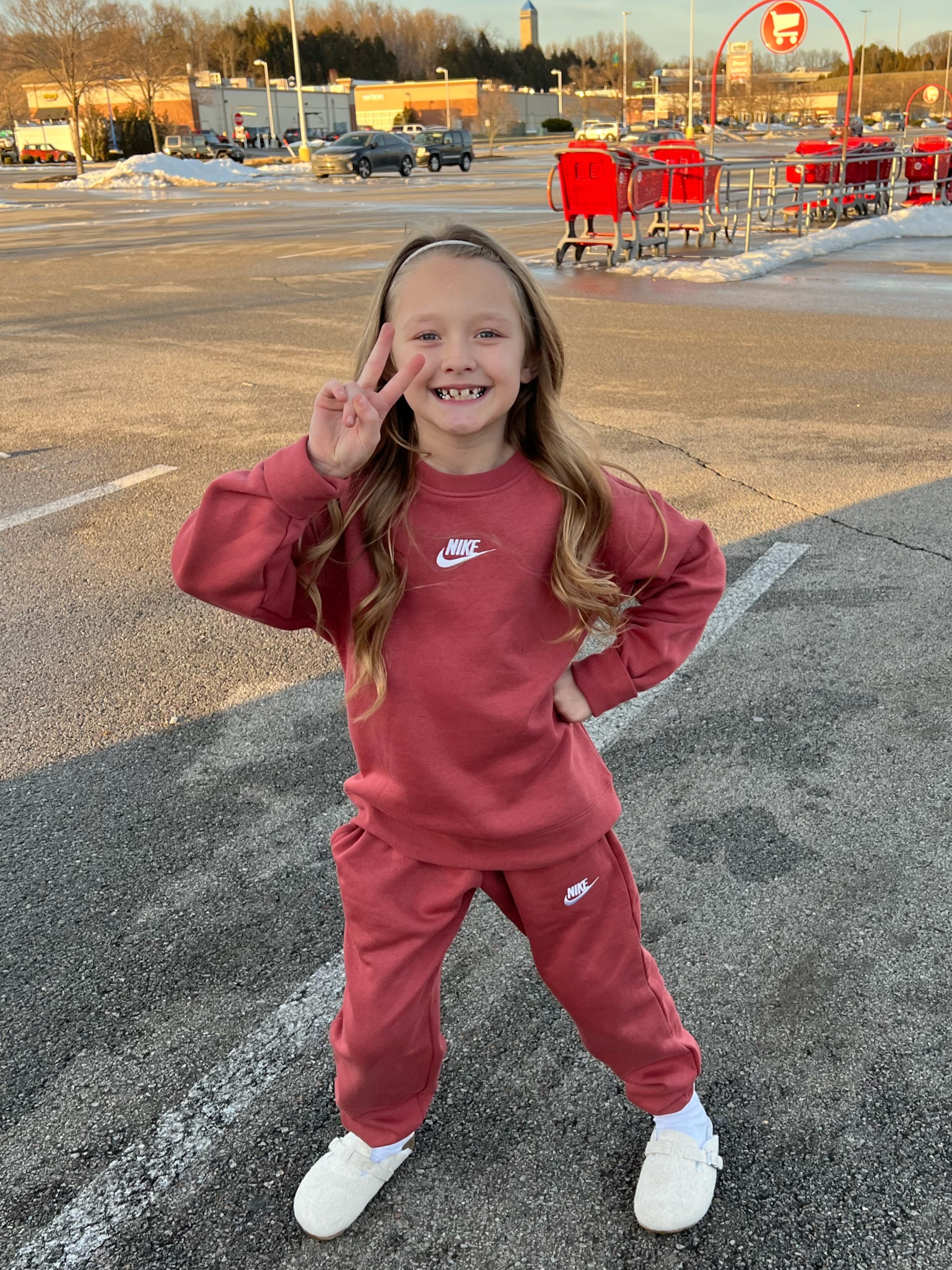 Obsessed with my girls style 🥰 Nike sweatshirt, Nike sweatpants, and headband all from dicks, shoes are gap!

#LTKSeasonal #LTKkids #LTKfamily