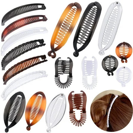 YANSION 18pcs Banana Hair Clips Large Double Comb Clips Fishtail Hair Clips Classic Banana Clips Hair for Thick Hair Ponytail Banana Hair Clips for Women Girls | Walmart (US)