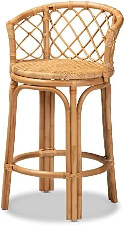 Baxton Studio Orchard Counter Stools, One Size, Natural Brown | Amazon (US)