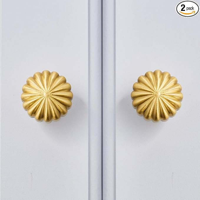 Brass Cabinet Knob Pumpkin Knob, Copper Drawer Knobs Round Handles Knobs Antique Gold Knobs for K... | Amazon (US)
