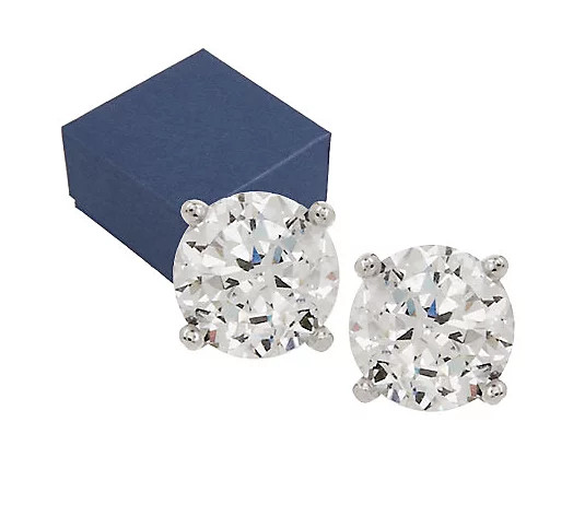 Diamonique 100-Facet 2.00 cttw Stud Earrings, Platinum Clad - QVC.com | QVC