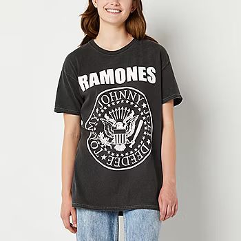 New World Juniors The Ramones Oversized Tee Womens Short Sleeve Graphic T-Shirt | JCPenney