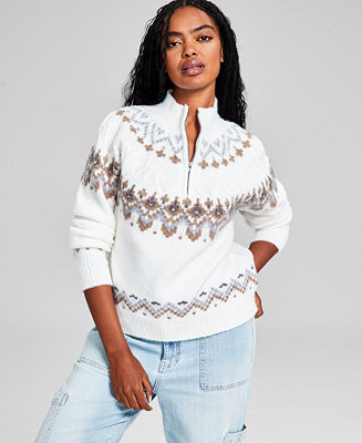 And Now This Women's 1/4 Zip Fair Isle Sweater, Created for Macy's - Macy's | Macy's