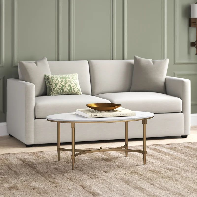 Bordeaux Gold Metal Marble Oval Coffee Table | Wayfair North America