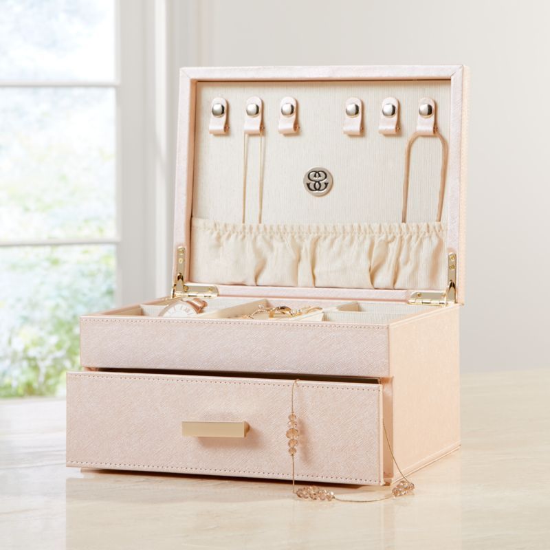 Agency Medium Pale Pink Jewelry Box + Reviews | Crate and Barrel | Crate & Barrel
