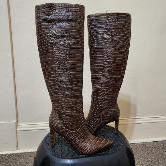 Croc Embossed Knee High Boots | Poshmark