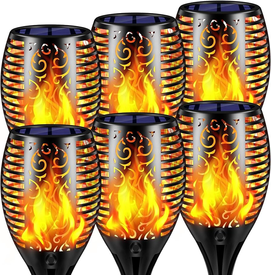 TomCare Solar Lights Outdoor Flickering Flame Solar Torch Lights Waterproof Outdoor Lighting Sola... | Amazon (US)