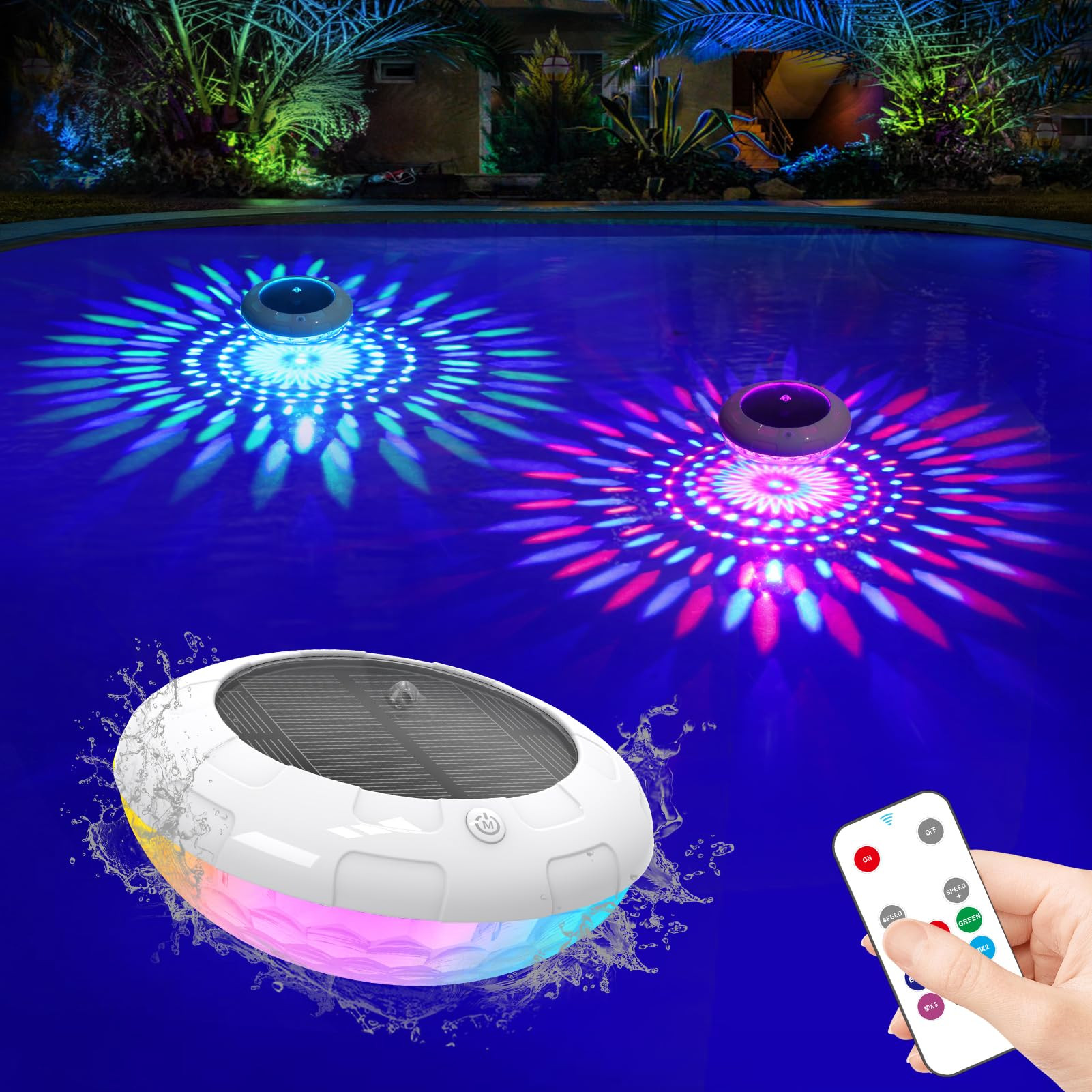 Floating Pool Lights Solar Powered, 6.5“ Vibrant RGB Colors Pool Lights That Float with Dynamic... | Amazon (US)