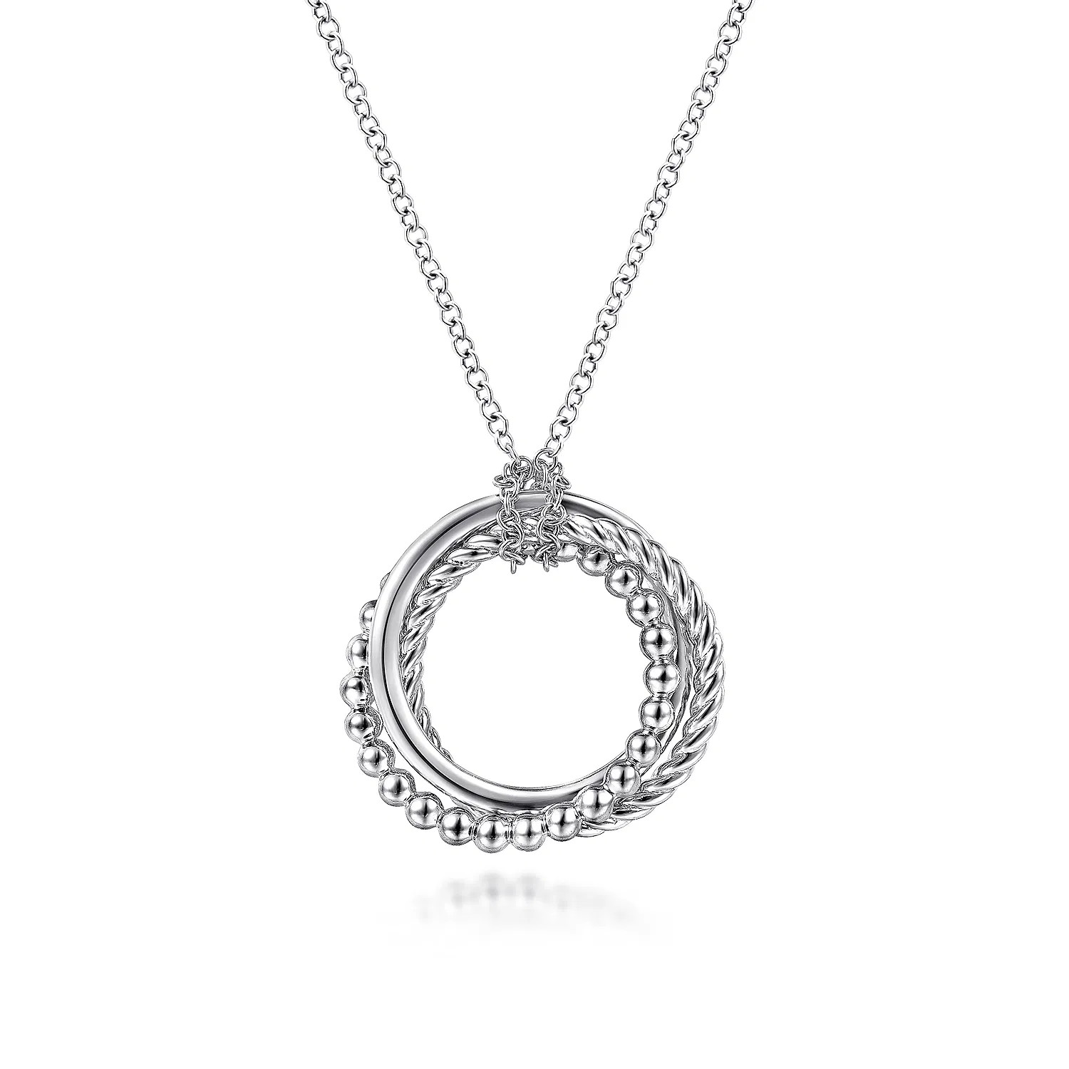 925 Sterling Silver BujukanTwisted Rope Multi Circle Pendant Necklace | Gabriel & Co. Fine Jewelry And Bridal