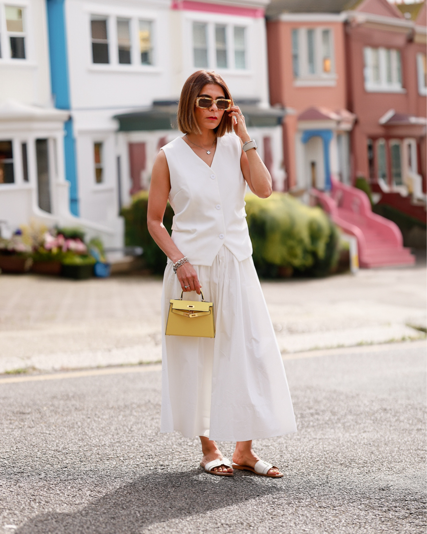 White Vest White Skirt Summer Autumn Outfit Petite Outfit Prada Beige Sunglasses 

#LTKeurope #LTKuk #LTKautumn