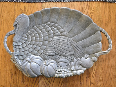 Large Vintage 24"x 16" Gorham Metal Thanksgiving Turkey Platter w/ Handles | eBay US