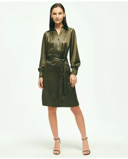 Satin Popover Belted Shirt Dress | Brooks Brothers