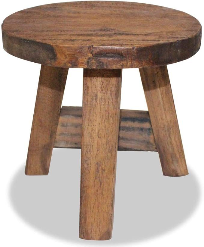 Tidyard Handmade Wood Short Stool Solid Reclaimed Wood | Amazon (US)