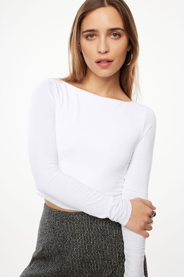 Boatneck Jersey Crop Top | Dynamite Clothing