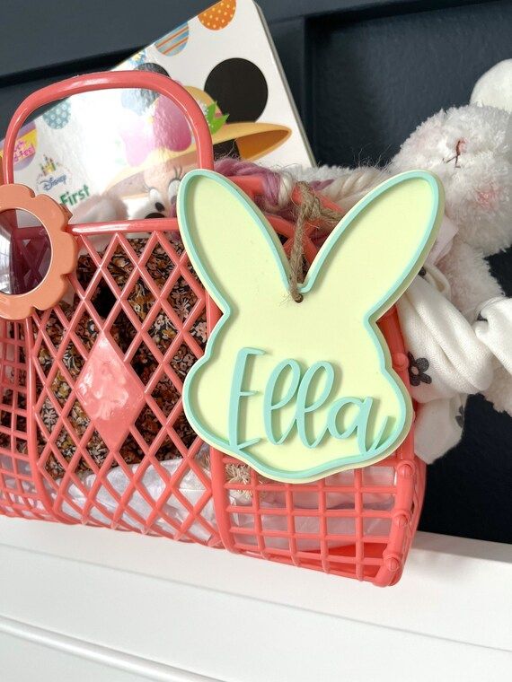 Personalized Easter Basket Tags Easter Bunny Tag Custom | Etsy | Etsy (US)