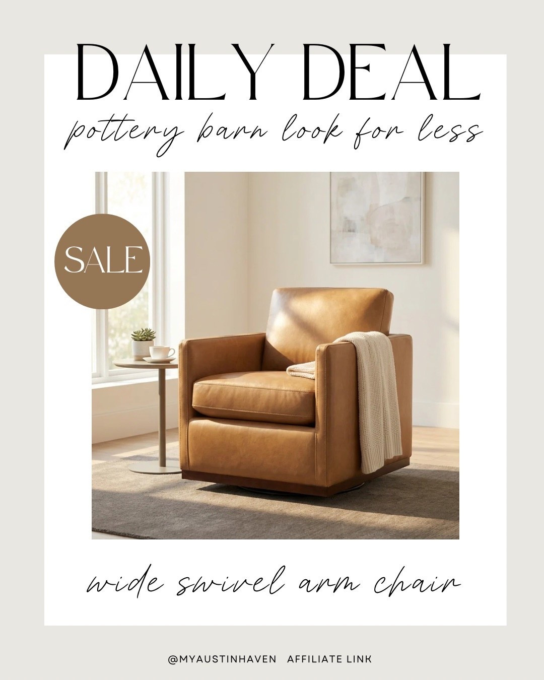 Daily Deal 🤎✨ this gorgeous swivel arm chair is a 1/4 of the price of what you’d pay at a designer store

Arm chair, accent chair, wayfair sale,
Spring cyber week, living room, accent furniture, leather accent chair, wayfair find

#LTKHome #LTKSaleAlert