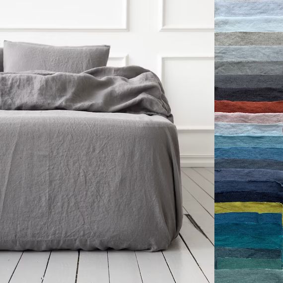 Stone Washed Linen Fitted Sheet in 23 colours. King, Queen, Custom size linen fitted sheet, linen... | Etsy (CAD)