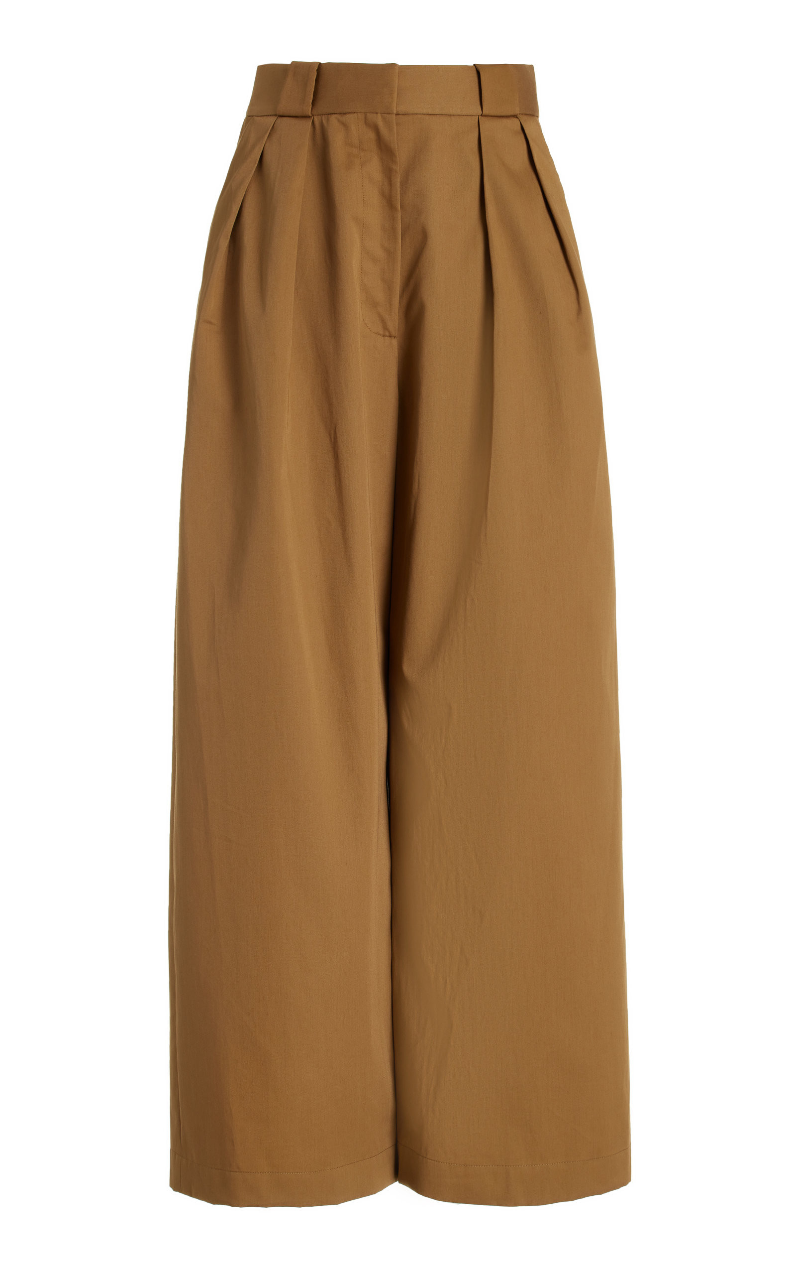 Khaite - Women's Rico Pleated Cotton-Blend Pants - Neutral - Moda Operandi | Moda Operandi (Global)