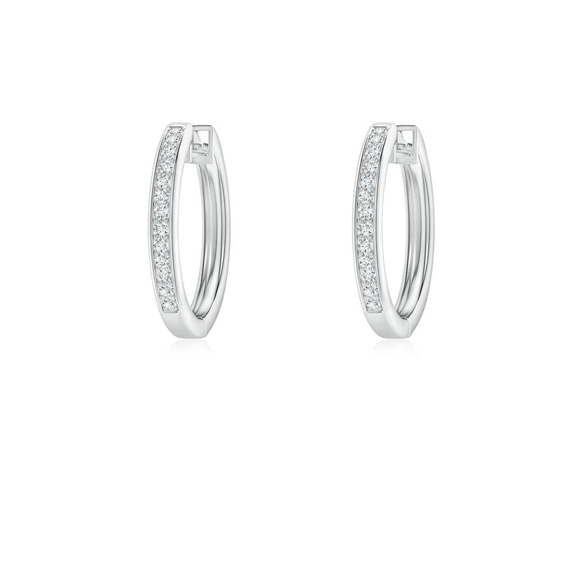 Pave-Set Diamond Hinged Hoop Earrings | Angara Inc.