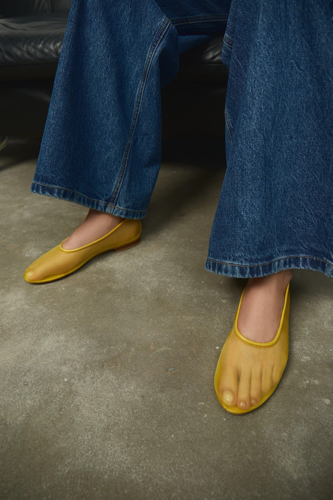 Yellow Soft Mesh Flats With Almond Closed Toe and Genuine - Etsy | Etsy (US)