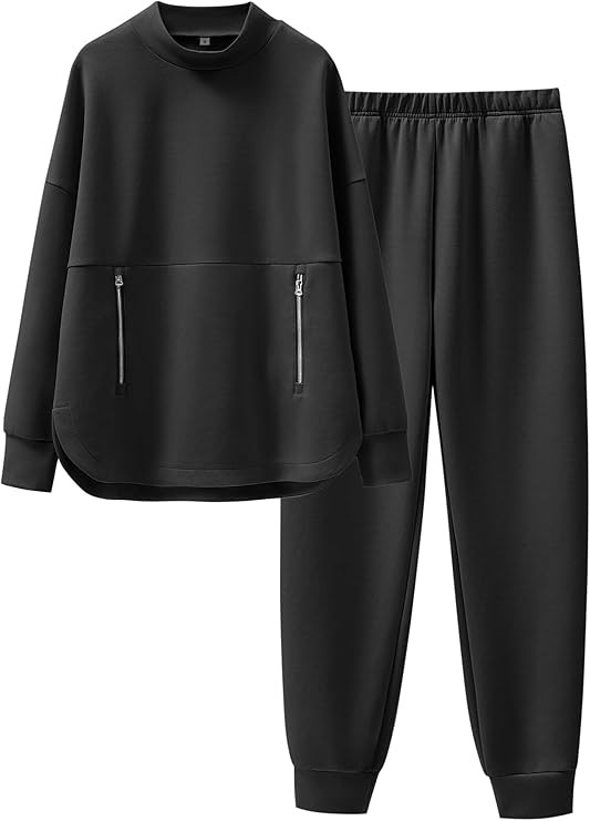 ANRABESS Women's 2 Piece Outfits Sweatsuit 2024 Casual Mock Neck Sweatshirt Jogger Sweat Pants Tr... | Amazon (US)